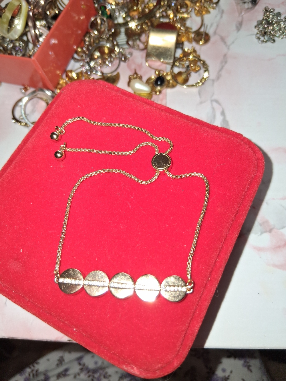 Diomond Gold Disc Chain Bracelet - Women Jewelry